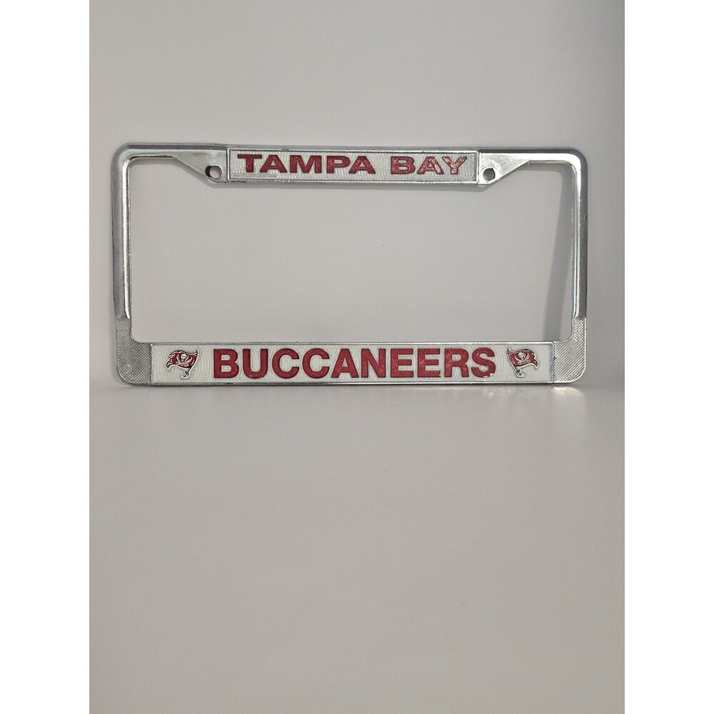 Vintage metal Tampa Bay Buccaneers License Plate Holder - Chrome